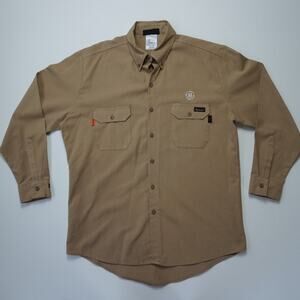 Workrite FR Flame Resistant Work Shirt CAT 2 GE Logo Khaki Mens Size L 46/36 Arc